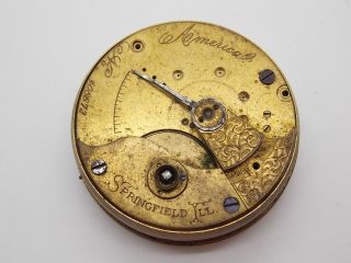 Vintage Antique Pocket Watch Movement Illinois America 7j Model 3 Key Wind