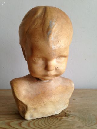 Antique Pottery Childs Cherub Head Bust Macabre Gothic Victorian Ceramic