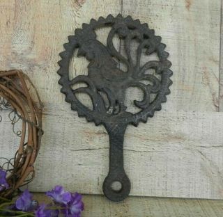 Antique Cast Iron Trivet Rooster Footed