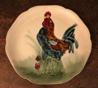 Antique French Majolica Plate Choisy Le Roi Boulanger Rooster Décor France