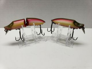 VINTAGE HEDDON RIVER RUNT SPOOK FLOATER ' S RAINBOW LURES ONE IS DOUBLE JOINTED 2