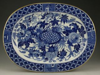 Antique Pottery Pearlware Blue Transfer Wedgwood Hibiscus 12.  5 " Platter 1815