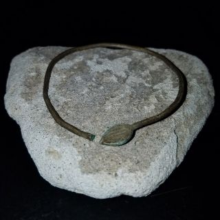 Rare Ancient Roman/celtic Silver Bangle 100bc Leaf Design