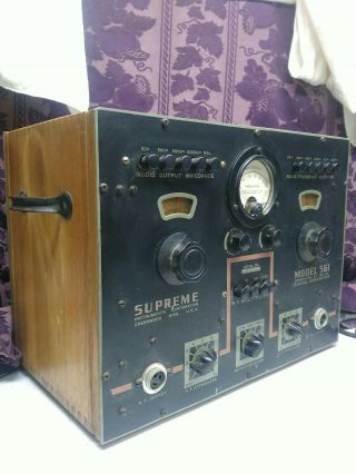 " Pilot " Signal Generator Combination R.  F.  And A.  F.  Wood Cabinet Antique Rare