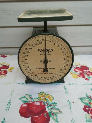 Vintage Antique Green HANSON Utility Scale Model 2060 60lb Kitchen 8