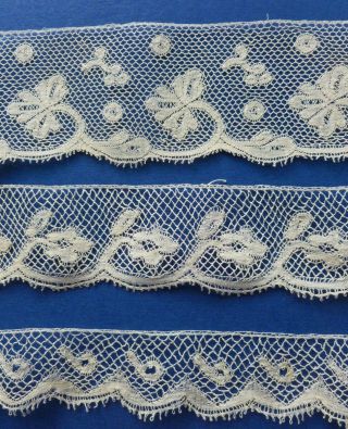 Three Lengths Of Antique Hand Made Valenciennes Lace
