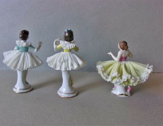 A Group of 5 VOLKSTEDT (Germany) Small Dresden Lace Figurines 8