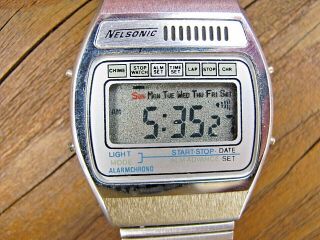 Vintage Men ' s Nelsonic LCD Digital Chronograph Watch 4
