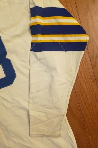 VTG blue yellow powers Football Jersey size 44 vintage sewn numbers ringer 5
