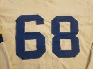 VTG blue yellow powers Football Jersey size 44 vintage sewn numbers ringer 7