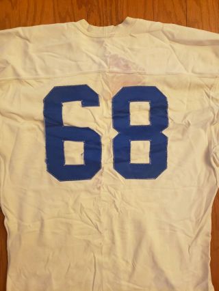 VTG blue yellow powers Football Jersey size 44 vintage sewn numbers ringer 8