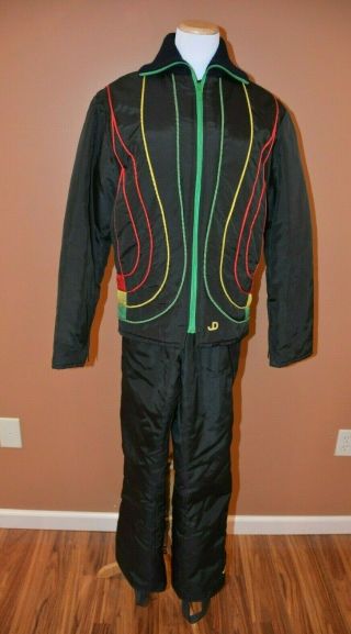 Vintage John Deere Rainbow Snowmobile Winter Jacket & Bib Pants - Men 