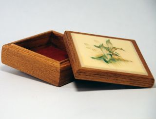 Vintage Oak Trinket / Jewelry Box with Charles E Murphy Wild Ducks Tile 3