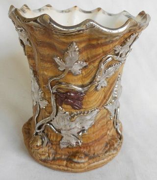 Antique Villeroy & Boch Mettlach 304 Platinum Trim Grape Design Vase