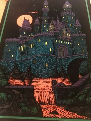 Vintage Black Light Poster Castle Haunted Mansion 21 By 33