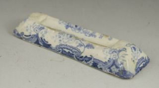 Antique Pottery Pearlware Blue Transfer Minton Chinese Marine Knife Rest 1830