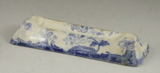 Antique Pottery Pearlware Blue Transfer Minton Chinese Marine Knife Rest 1830 2