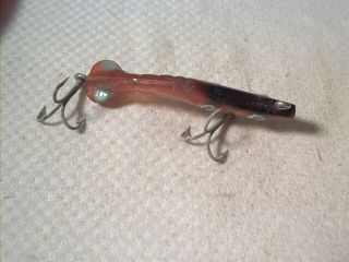 Vintage old plastic fishing lure Unknown Bingo Type Shrimp Amber 3