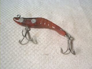 Vintage old plastic fishing lure Unknown Bingo Type Shrimp Amber 4