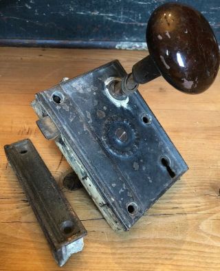 Antique Door Lock/latch Knobs Mortise Hardware R&e Mfg Co.  Pat.  Nov 15 1864