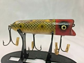 Vintage Heddon Lucky 13 Red Head Frog Scale Fishing Lure