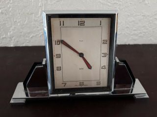Antique 1930s Art Deco Smiths 8 Day 8 Days Chrome Mantle Clock Bakelite