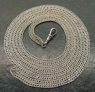 Antique Silver Tight Curb Linked Muff / Guard Chain,  56 " In Length.