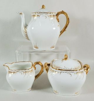 Antique C1891 Charles Field Haviland Limoges France Teapot Set - Cfh Gdm