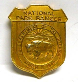 Vintage Gold Tone National Park Ranger Badge 811