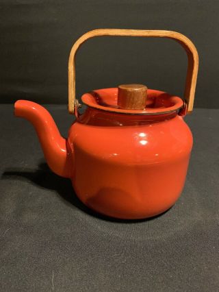 Vintage Fiesta Red/orange Teapot With Lid And Vintage/antique Tea Strainer