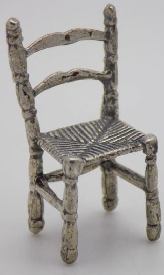 Vintage Solid Silver Italian Made Dollhouse Chair Miniature,  Figurine,  Hallmarks