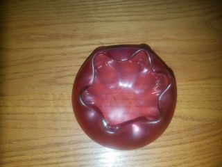 Victorian Fenton Cranberry Satin Glass Pinched Rim Antique Rose Bowl 1880 ' s - 1910 2
