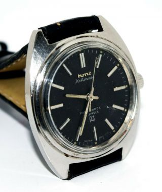 Hmt Kohinoor Black Dial Vintage Mechanical Hand Winding 17 J Men Wrist Watch
