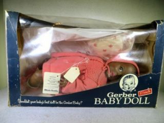 Vintage Baby Doll Gerber Baby 1979 In Pink Black Aa 17 "