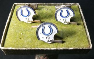 1960s Baltimore Colts Antique Cufflinks Vtg Tie Clip Box Johnny Unitas