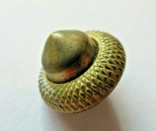 Small Antique Vtg Brass Metal Picture Button Realistic Acorn 1/2 " (m)