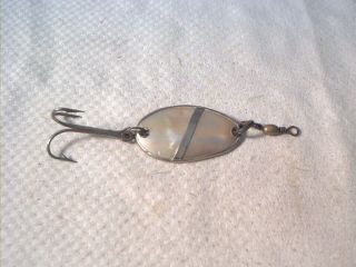Vintage Old Metal Fishing Lure Henry Skinner Pearl Spoon