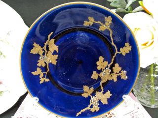 LIMOGES FRANCE tea cup and saucer cobalt blue & gold gilt pattern teacup 2