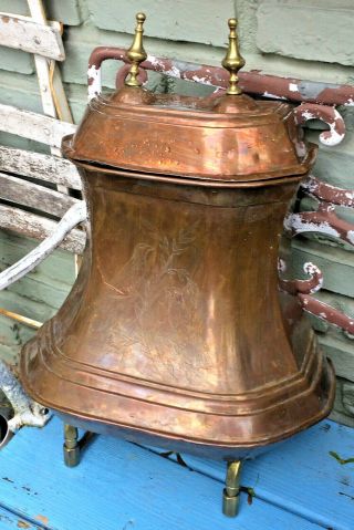 Great Antique French Provincial Copper / Brass Lavabo With Double Spigots.