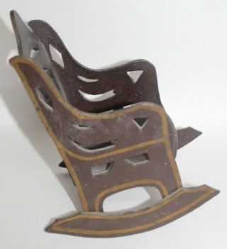 Antique FLOK ART Wooden Doll ' s Rocking Chair CIGAR BOX 2