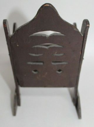Antique FLOK ART Wooden Doll ' s Rocking Chair CIGAR BOX 3