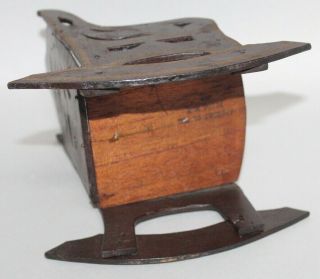 Antique FLOK ART Wooden Doll ' s Rocking Chair CIGAR BOX 4