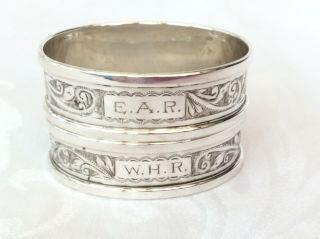 SOLID SILVER NAPKIN RINGS - Henry Griffiths & Sons,  Birmingham,  1946. 3