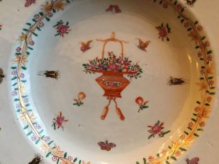 A Rare Chinese Famille Rose Export Porcelain Plate With Flowers & Insects.