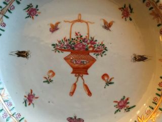 A Rare Chinese Famille Rose Export Porcelain Plate with Flowers & Insects. 4