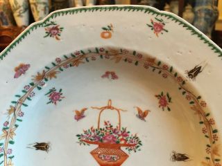 A Rare Chinese Famille Rose Export Porcelain Plate with Flowers & Insects. 7