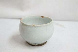 Old Korean White Crazed Dirty Bottom Small Bowl Yi Dynasty Pottery Tea Bowl 71 3