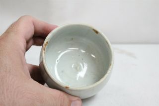 Old Korean White Crazed Dirty Bottom Small Bowl Yi Dynasty Pottery Tea Bowl 71 4