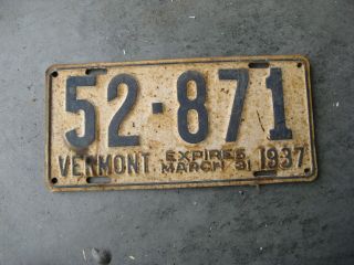 1936 36 1937 37 Vermont Vt License Plate Rustic Antique 51871