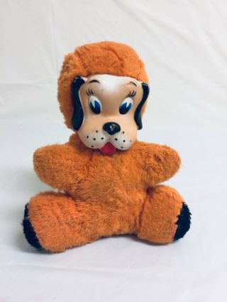 Vintage Rubber Face Plush Puppy From 1960s